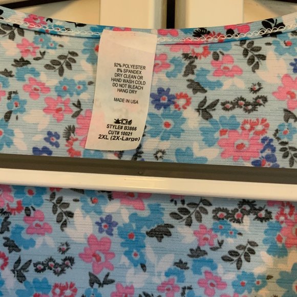 Ladies Plus Light Blue Floral Casual Blouse - 1X - 2X - 3X - Picture 9 of 10